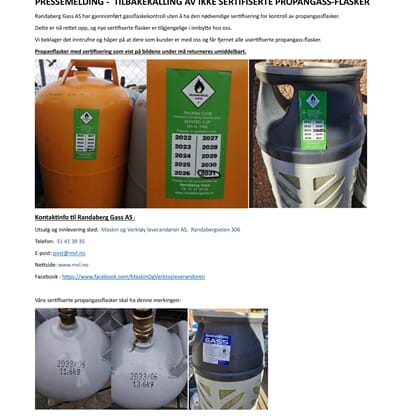 Tilbakekalling Randaberg GASS
